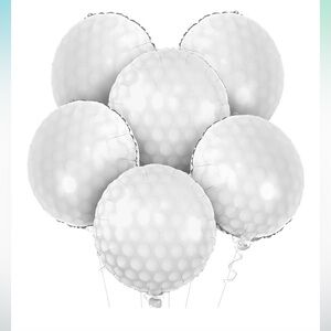 💜 White Foil Golf Balloons - 18 Inch Golf Ball Balloons pack of 6